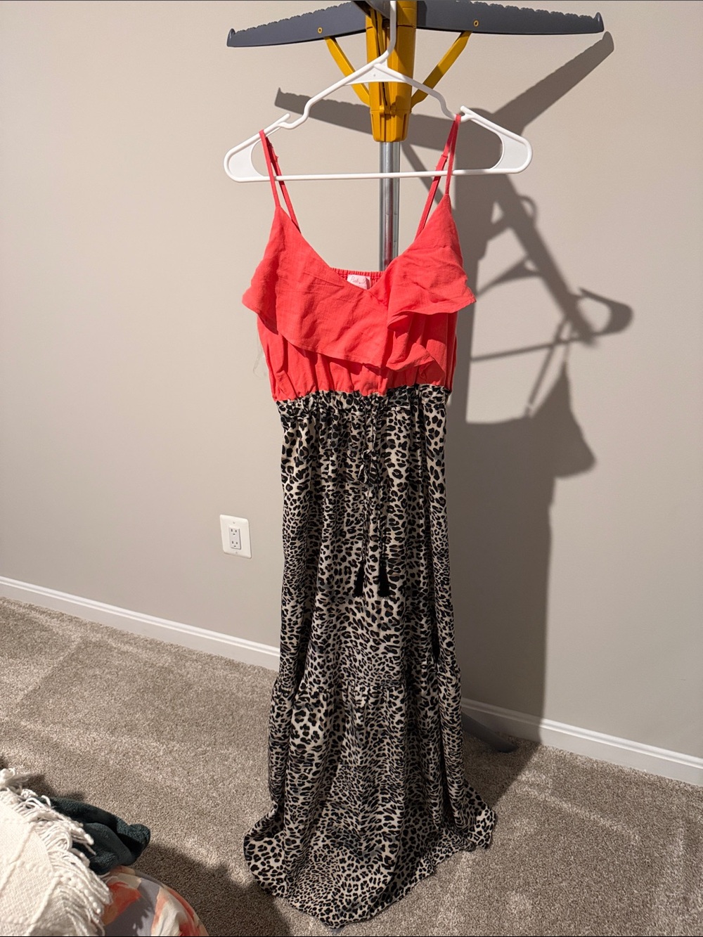 Pink Lily Coral and Leopard Print Maxi Chemise